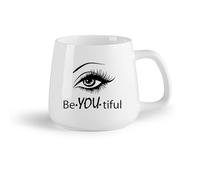 DEBINGY Frutta in ceramica Tazza in ceramica originale Sii la tua bella parola, salone di bellezza, ciglia, belle citazioni （14oz/400ml） per uomo e donna