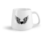 DEBINGY Frutta in ceramica Tazza in ceramica per caffè, tè e cacao Cuore d'amore con ali d'angelo （14oz/400ml） Elegante e resistente - Adatto al microonde e alla lavastoviglie
