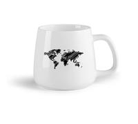 DEBINGY Frutta in ceramica Tazza in ceramica per caffè, tè e cacao Disegna una mappa del mondo in stile ombreggiato （14oz/400ml） e adatte al microonde