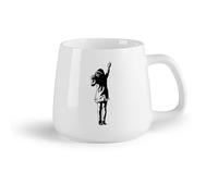 DEBINGY Frutta in ceramica Tazza in ceramica per caffè, tè e cacao Graffiti di strada di una bambina （14oz/400ml） Lavabile in lavastoviglie, adatto al microonde, per ufficio e casa