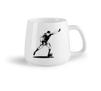 DEBINGY Frutta in ceramica Tazza in ceramica per caffè, tè e cacao Pallone da rugby con giocatore （14oz/400ml） Elegante e resistente - Adatto al microonde e alla lavastoviglie