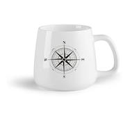 DEBINGY Frutta in ceramica Tazza in ceramica per caffè, tè e cacao Rosa dei venti Bussola Geografia di viaggio （14oz/400ml） per tè, caffè, latte, cappuccino