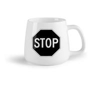 DEBINGY Frutta in ceramica Tazza in ceramica per caffè, tè e cacao Segnale di stop stradale Parola di stop （14oz/400ml） per bevande calde, latte macchiato, cappuccino