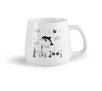 DEBINGY Frutta in ceramica Tazza in ceramica per caffè, tè e cacao Vita marina Animali carini Delfino Pesce Scuola （14oz/400ml） per espresso, set da tè