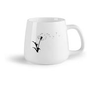 DEBINGY Frutta in ceramica Tazza in ceramica per casa e ufficio un fiore di tarassaco di campo con semi volanti （14oz/400ml） Ideale per casa e ufficio