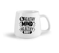DEBINGY Frutta in ceramica Tazza in ceramica per casa e ufficio una mente sana in un corpo sano （14oz/400ml） Lavabile in lavastoviglie, adatto al microonde, per ufficio e casa