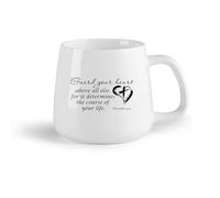 DEBINGY Frutta in ceramica Tazza in ceramica Proverbi 4:23 V2 Versetto della Bibbia Cristiano Signore Gesù Croce Cuore （14oz/400ml） per casa o lavoro