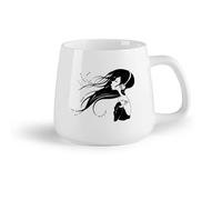 DEBINGY Frutta in ceramica Tazza in ceramica Ragazza amante della musica che indossa le cuffie e si gode l'ascolto della musica （14oz/400ml） per casa e ufficio