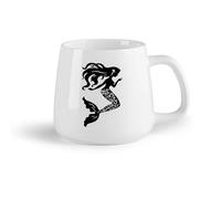 DEBINGY Frutta in ceramica Tazza in ceramica Silhouette di ragazza con sirena dai capelli lunghi, serie di conchiglie nautiche （14oz/400ml） per casa e ufficio