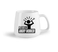 DEBINGY Frutta in ceramica Tazza in porcellana Attenzione: Azienda di illustrazioni di cartoni animati di lavoratori arrabbiati （14oz/400ml） per espresso