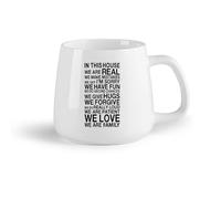 DEBINGY Frutta in ceramica Tazza in porcellana In questa casa siamo veri, segno che siamo una famiglia, citazione d'amore （14oz/400ml） per casa e ufficio