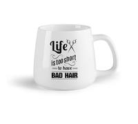 DEBINGY Frutta in ceramica Tazza in porcellana La vita dal parrucchiere è troppo breve per avere brutti capelli - Citazioni sull'acconciatura （14oz/400ml） Ristorante, ufficio