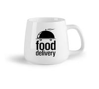 DEBINGY Frutta in ceramica Tazza in porcellana Logo del servizio di consegna di cibo, ristorante, catering, camion, logo aziendale （14oz/400ml） Bar o regalo