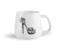 DEBINGY Frutta in ceramica Tazza in porcellana Scarpe con tacco alto da donna con motivo a farfalla e fiori, salone di bellezza, negozio di scarpe （14oz/400ml） per uomo e donna