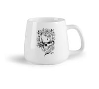 DEBINGY Frutta in ceramica Tazza in porcellana Studio di tatuaggi Wicca con teschio, serpente e fiori per il giorno dei morti （14oz/400ml） per espresso