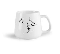 DEBINGY Frutta in ceramica Tazza regalo in ceramica Tazza da latte con manico Bacio amante romantico （14oz/400ml） per caffè, zuppa, tè, latte, latte macchiato, cioccolata calda, donna, uomo