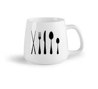 DEBINGY Frutta in ceramica Tazza, tazza da caffè/tè Cucchiaio, coltello e forchetta, posate, cucina, ristorante （14oz/400ml） Un bel regalo di Natale