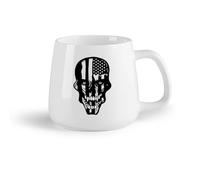 DEBINGY Frutta in ceramica Tazza, tazza da caffè/tè Spaventoso teschio scheletro patriota bandiera americana （14oz/400ml） per caffè, avena, tè, facile da pulire