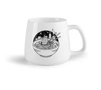 DEBINGY Frutta in ceramica Tazza, tazza da caffè/tè una ciotola di noodles con le bacchette e uno skyline della città nel （14oz/400ml） per casa o lavoro