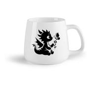 DEBINGY Frutta in ceramica Tazze bianche adorabile cucciolo di drago con sagoma di farfalla cartone animato drago （14oz/400ml） per tè, caffè, infuso caldo