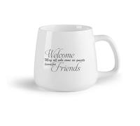 DEBINGY Frutta in ceramica Tazze bianche Benvenuti a tutti, siate nostri ospiti. Che tutti possano andarsene come amici. （14oz/400ml） per casa e ufficio
