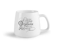 DEBINGY Frutta in ceramica Tazze bianche Citazioni motivazionali: lascia che i tuoi sogni siano più grandi delle tue paure （14oz/400ml） per casa e ufficio