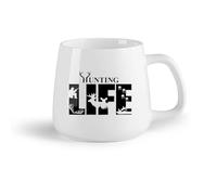 DEBINGY Frutta in ceramica Tazze bianche Citazioni sulla vita di caccia Garage Cacciatore Corna di cervo Impronte Foresta （14oz/400ml） per uomo e donna