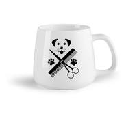DEBINGY Frutta in ceramica Tazze bianche Logo dell'ospedale veterinario del negozio di animali con forbici, pettine e tracce di animali da compagnia. （14oz/400ml） per uomo e donna