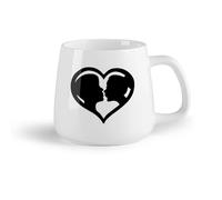 DEBINGY Frutta in ceramica Tazze bianche Segno d'amore a forma di cuore nel dormitorio, silhouette di coppia per San Valentino （14oz/400ml） per ufficio, casa