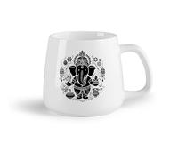 DEBINGY Frutta in ceramica Tazze bianche una rappresentazione pulita, minimalista e 2D di Ganesh con una simpatica silhouette （14oz/400ml） per casa e ufficio