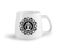 DEBINGY Frutta in ceramica Tazze bianche un'icona in stile glifo raffigurante il simbolo delle impronte del Buddha （14oz/400ml） Porcellana fine (ceramica)