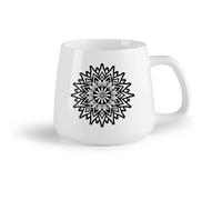 DEBINGY Frutta in ceramica Tazze bianche un'icona in stile glifo raffigurante un tatuaggio a forma di raggio di sole （14oz/400ml） Lavabile in lavastoviglie