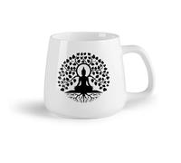 DEBINGY Frutta in ceramica Tazze bianche Yoga sull'albero, meditazione sull'albero, yoga mandala, yoga del buddha, yoga dei fiori （14oz/400ml） per ufficio, casa