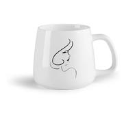 DEBINGY Frutta in ceramica Tazze con manico comodo Ciglia da salone di bellezza con motivo a linee astratte, mangiaciglia （14oz/400ml） Ristorante, ufficio