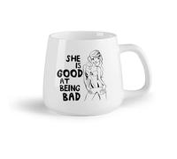 DEBINGY Frutta in ceramica Tazze con manico comodo Frase sex appeal Ragazza è brava a fare cose cattive in （14oz/400ml） Perfetto per cucine, ristoranti e bar, ottima idea regalo