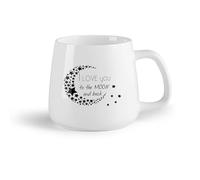 DEBINGY Frutta in ceramica Tazze con manico comodo Ti amo fino alla luna e ritorno Citazione classica Stelle Motivo Luna （14oz/400ml） per casa o lavoro