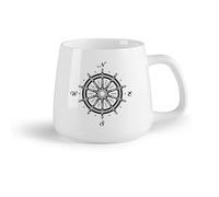 DEBINGY Frutta in ceramica Tazze con manico comodo Timone Bussola Rosa dei venti Tatuaggio Nautico Garage Boy （14oz/400ml） Un bel regalo di Natale