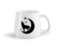 DEBINGY Frutta in ceramica Tazze da caffè con manici grandi per uomo e donna Lupo con luna e stelle （14oz/400ml） Elegante e resistente - Adatto al microonde e alla lavastoviglie