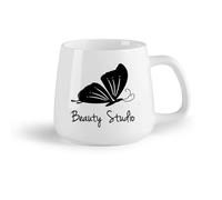 DEBINGY Frutta in ceramica Tazze da caffè con manico Logo del salone di bellezza e parrucchiere a farfalla （14oz/400ml） Tazze da caffè in ceramica per casa o lavoro