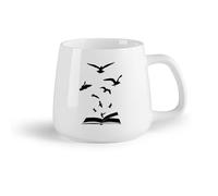 DEBINGY Frutta in ceramica Tazze da caffè e tè Biblioteca di studio degli uccelli dello stormo di libri aperti Sala di lettura della letteratura （14oz/400ml） Bar o regalo