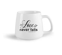 DEBINGY Frutta in ceramica Tazze da caffè e tè L'amore non viene mai meno 1 Corinzi 13:8 Versetto religioso della Bibbia （14oz/400ml） Bar o regalo
