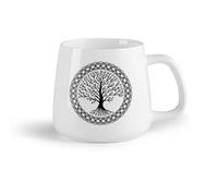 DEBINGY Frutta in ceramica Tazze da caffè e tè Modello dell'albero dello yoga Modello dell'albero della vita Albero della vita con cerchio （14oz/400ml） per ufficio, casa