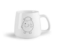 DEBINGY Frutta in ceramica Tazze da caffè e tè Pecora felice, divertente cartone animato, animale, bambini, bambino, astratto, mangiare （14oz/400ml） per espresso