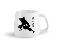 DEBINGY Frutta in ceramica Tazze da caffè e tè Ragazzo in posa di arti marziali che simboleggia sport estremi e sport da combattimento （14oz/400ml） per casa o lavoro