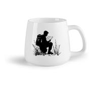 DEBINGY Frutta in ceramica Tazze da caffè e tè sagoma di un escursionista accovacciato nell'erba alta che studia attentamente una mappa （14oz/400ml） per espresso