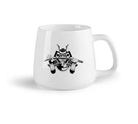 DEBINGY Frutta in ceramica Tazze da caffè in ceramica bianca Armatura da samurai giapponese con katana （14oz/400ml） Ottimo per casa, ufficio, bar, idee regalo