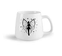 DEBINGY Frutta in ceramica Tazze da caffè in ceramica bianca Cartone animato di compleanno da favola che mangia （14oz/400ml） e adatte al microonde