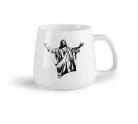 DEBINGY Frutta in ceramica Tazze da caffè in ceramica bianca Chiesa religiosa di Gesù Cristo （14oz/400ml） per caffè, zuppa, tè, latte, latte macchiato, cioccolata calda, donna, uomo