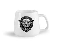 DEBINGY Frutta in ceramica Tazze da caffè in ceramica bianca immagine di una testa di lupo （14oz/400ml） Lavabile in lavastoviglie, adatto al microonde, per ufficio e casa