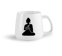 DEBINGY Frutta in ceramica Tazze da caffè in ceramica bianca Meditazione del Buddha, monaco buddista, yoga （14oz/400ml） Lavabile in lavastoviglie e adatto al microonde
